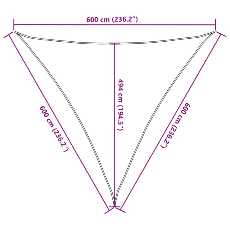 Jedro za zaštitu od sunca 160 g/m² crno 6 x 6 x 6 m HDPE