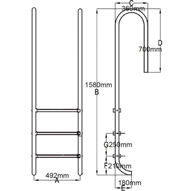 Ljestve za bazen s 3 stepenice od nehrđajućeg čelika 304 120 cm