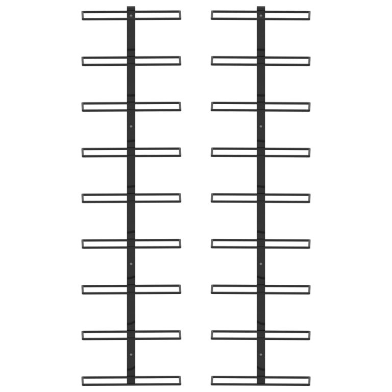 Zidni stalci za vino za 18 boca 2 kom crni željezni
