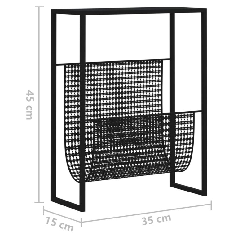 Stalak za časopise crni 35 x 15 x 45 cm čelični