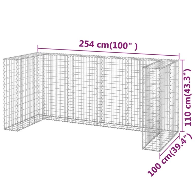 Gabionski zid za kante od pocinčanog čelika 254 x 100 x 110 cm