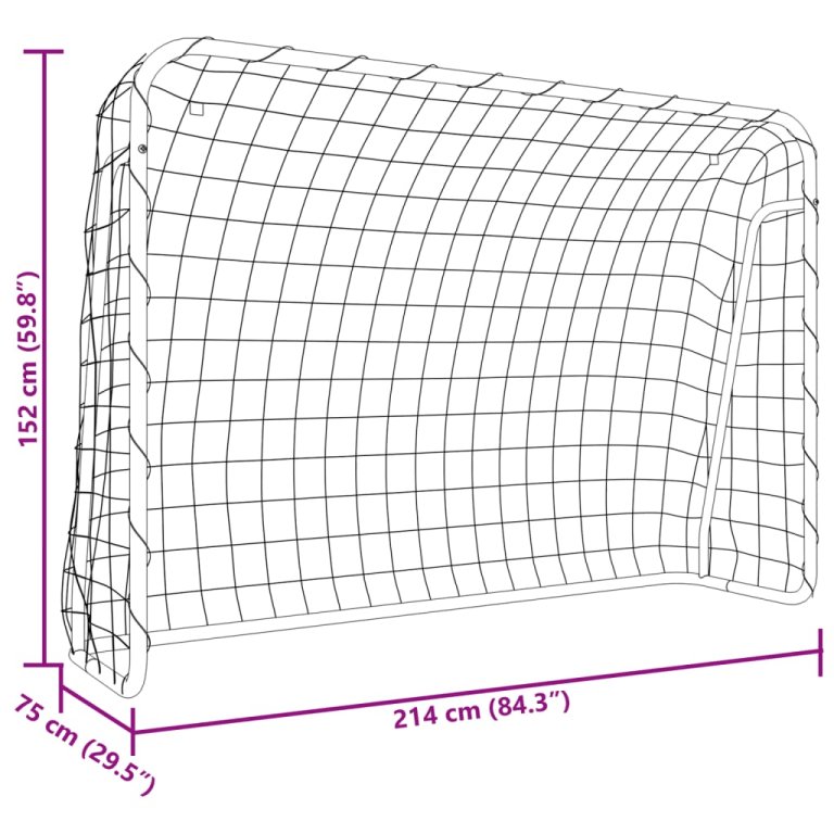 Nogometni gol s mrežom bijeli 214x75x152 cm čelik i poliester