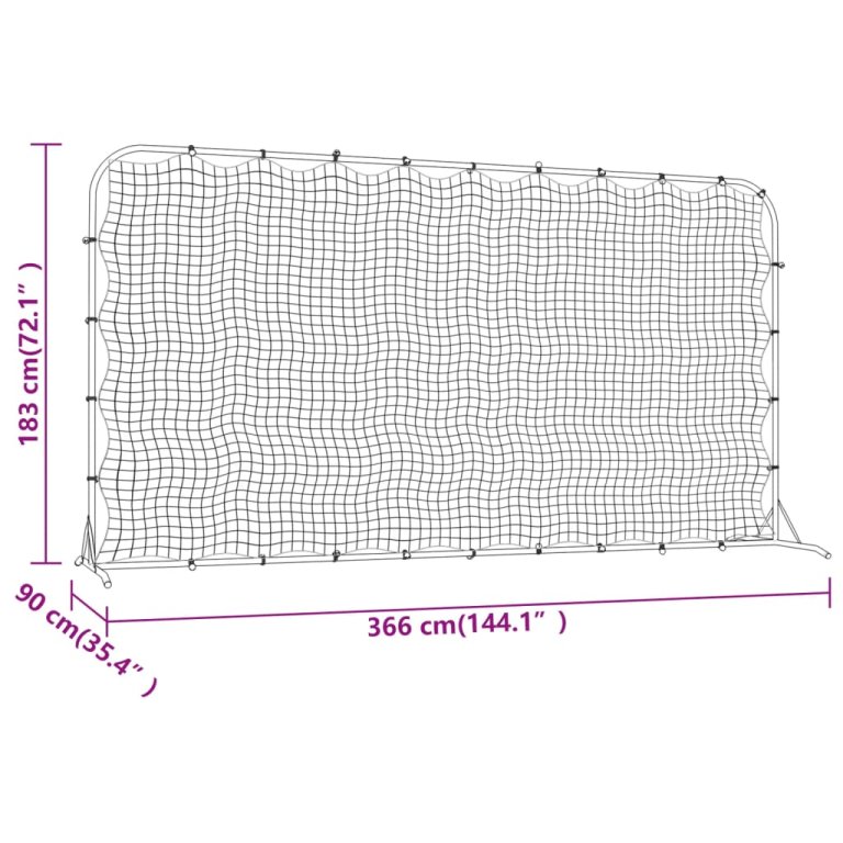 Nogometna mreža za odbijanje crna 366 x 90 x 183 cm HDPE