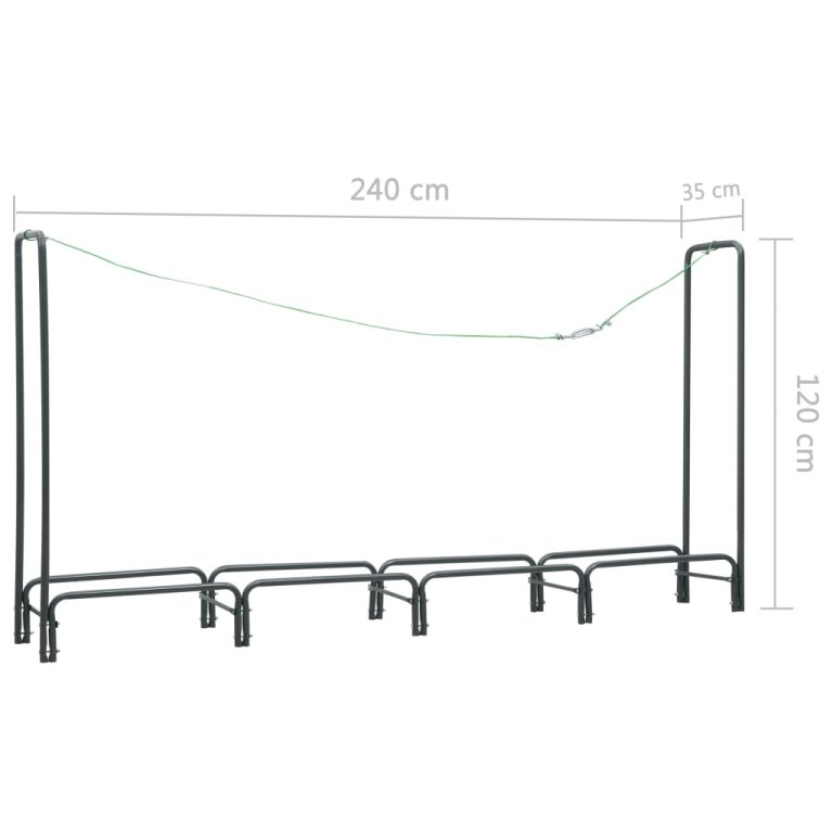 Stalak za drva za ogrjev antracit 240 x 35 x 120 cm čelični