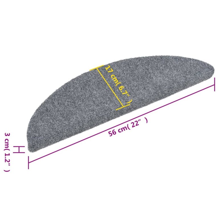 Samoljepljivi otirači za stepenice 10 kom svjetlosivi 56x17x3cm