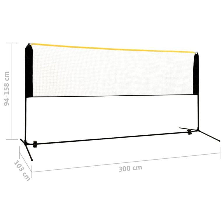 Podesiva mreža za badminton 300 x 103 x 94 - 158 cm metalna