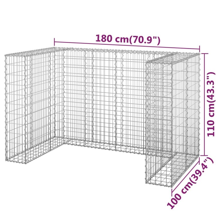 Gabionski zid za kante od pocinčanog čelika 180 x 100 x 110 cm