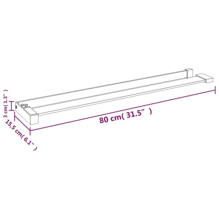 Polica za stijenku tuš-kabine kromirana 80 cm aluminijska