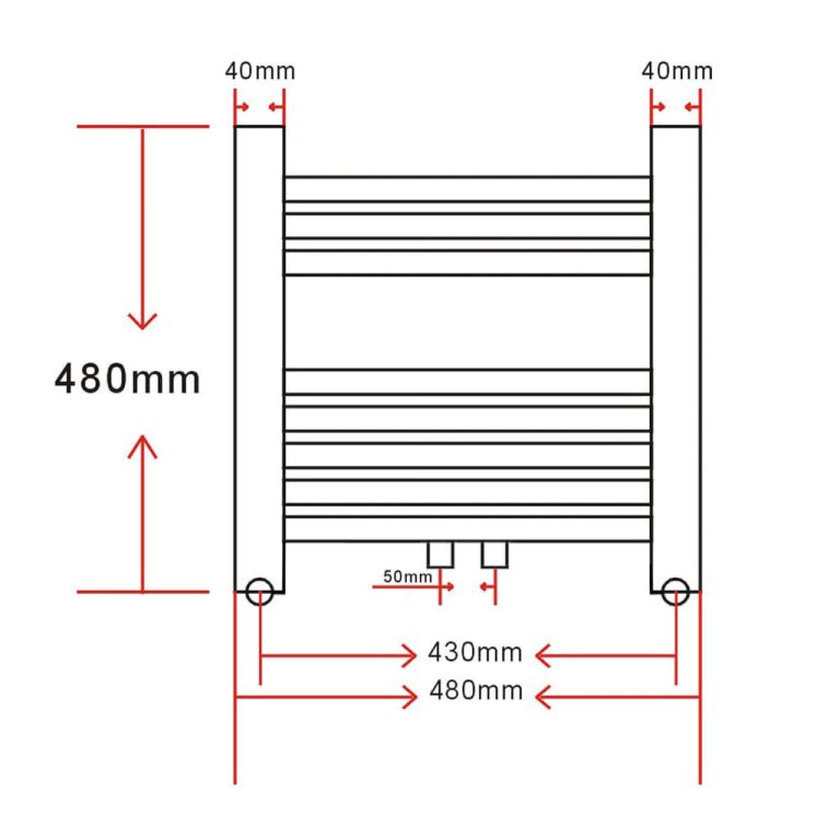 Kupaonski Radijator za Centralno grijanje Zaobljenih cijevi 480 x 480 mm Bočni & Srednji priključak