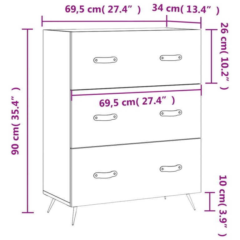 Komoda boja hrasta sonome 69,5 x 34 x 90 cm konstruirano drvo