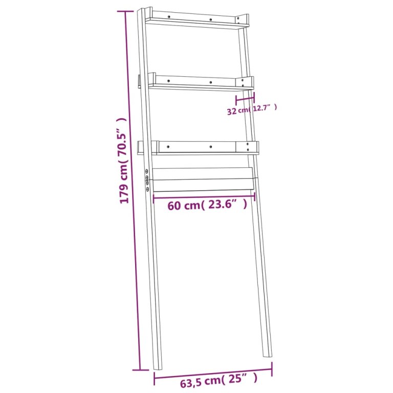 Stalak za kupaonicu 63,5 x 32 x 179 cm od masivne borovine