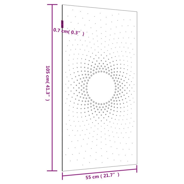 Vrtni zidni ukras 105 x 55 cm od čelika COR-TEN s uzorkom sunca