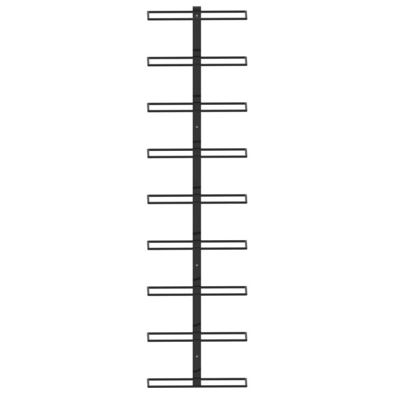 Zidni stalak za vino za 9 boca crni željezni