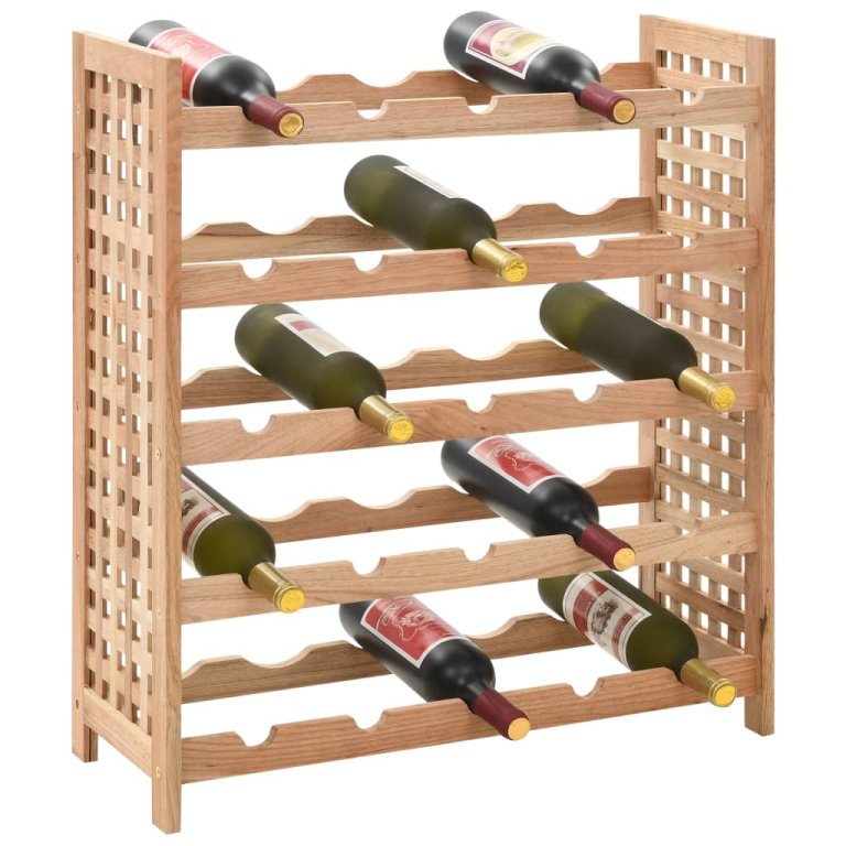 Stalak za vino za 25 boca od masivne orahovine 63 x 25 x 73 cm