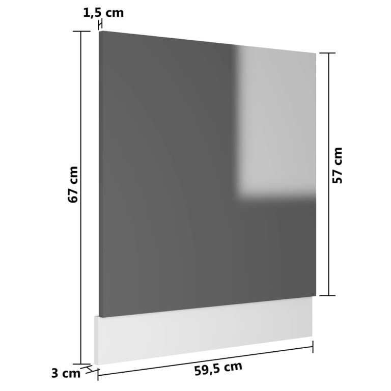 Ploča za perilicu posuđa sjajna siva 59,5 x 3 x 67 cm iverica