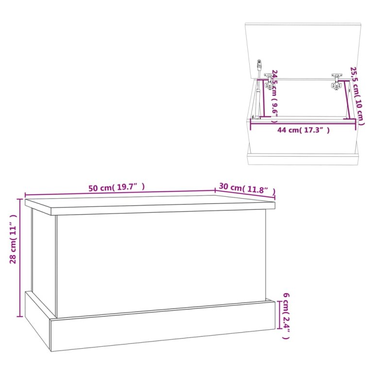 Kutija za pohranu crna 50 x 30 x 28 cm od konstruiranog drva