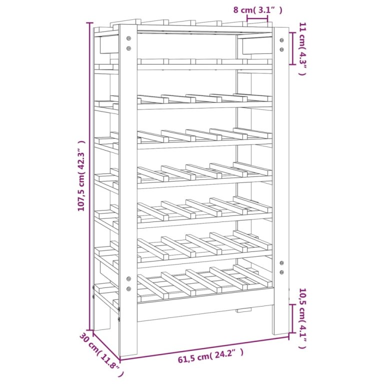 Stalak za vino 61,5x30x107,5 cm od masivne borovine