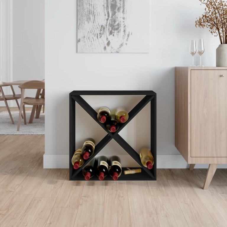 Ormarić za vino crni 62x25x62 cm od masivne borovine