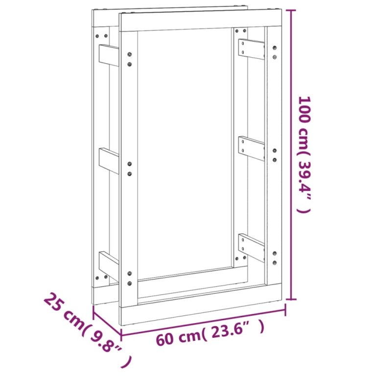 Stalak za drva za ogrjev bijeli 60x25x100 cm masivna borovina