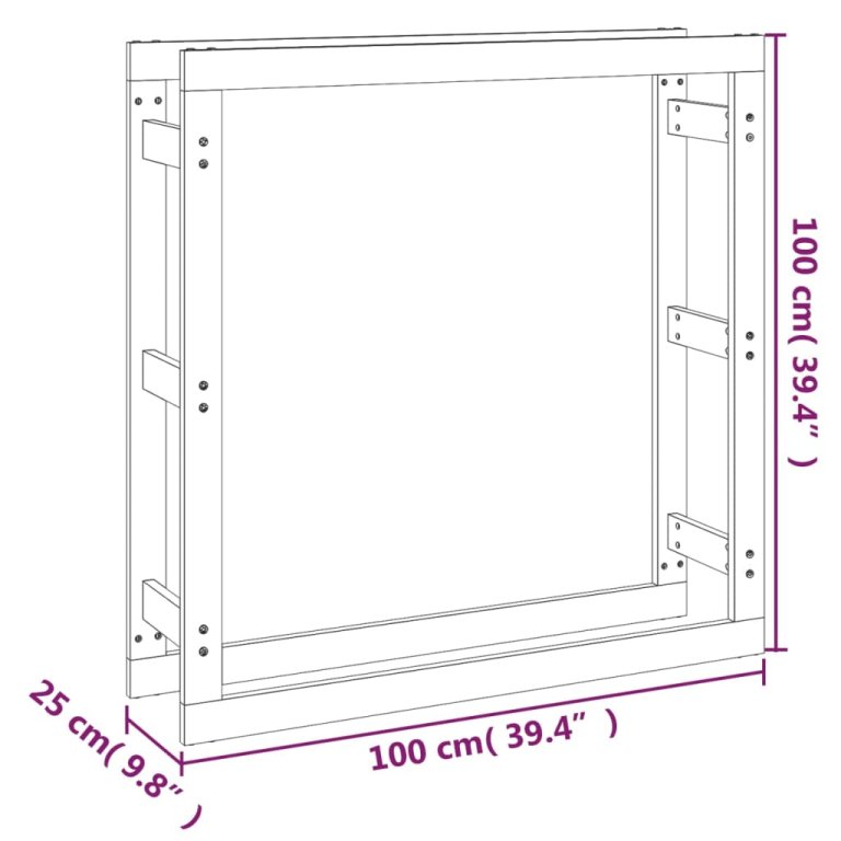 Stalak za drva za ogrjev sivi 100x25x100 cm od masivne borovine