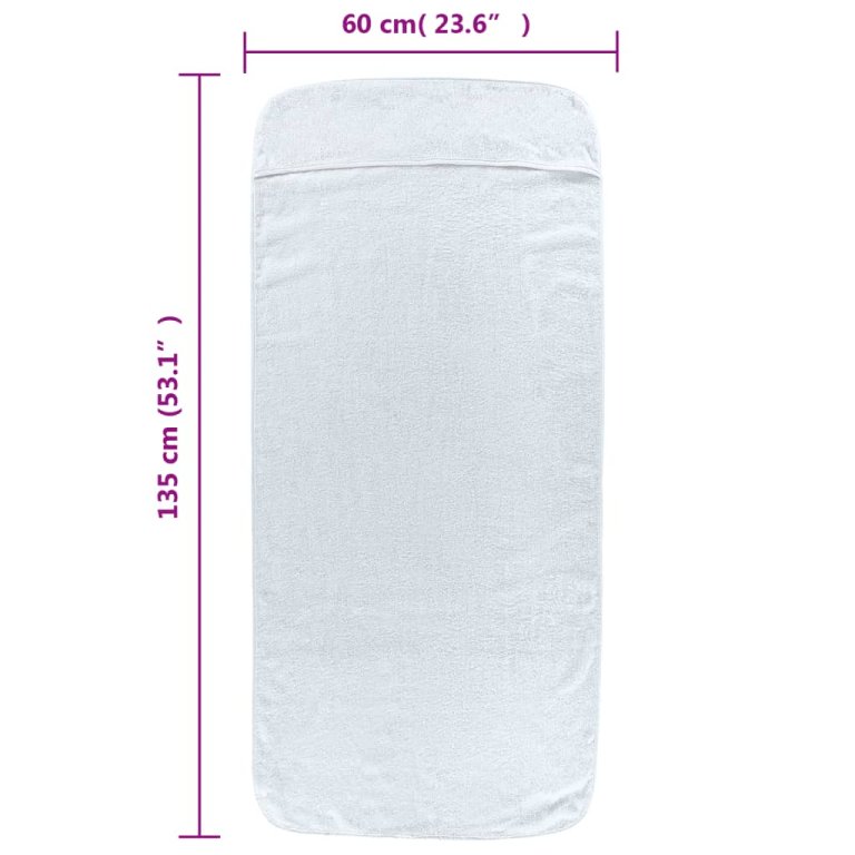 Ručnici za plažu 2 kom bijeli 60 x 135 cm od tkanine 400 GSM