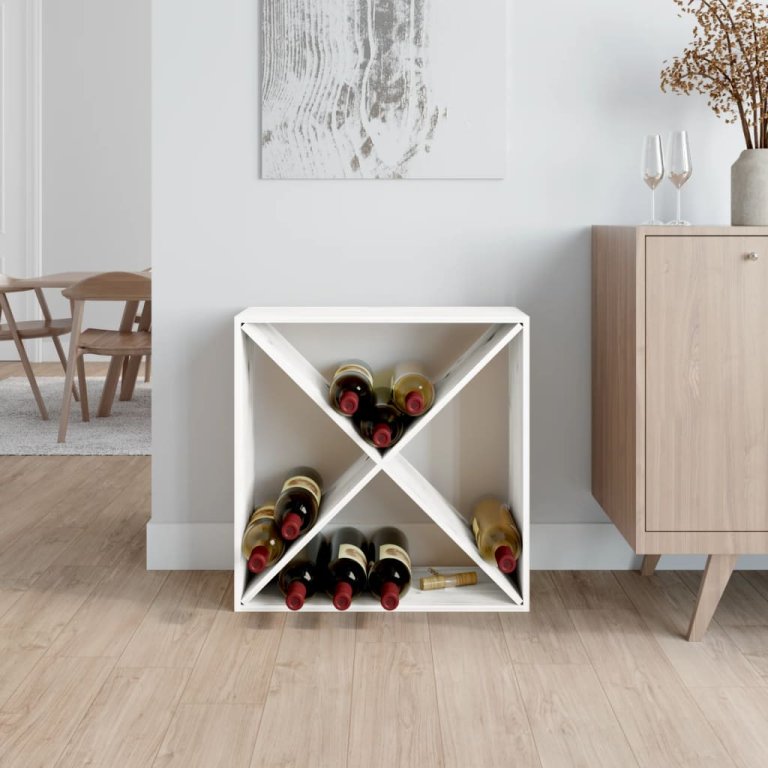 Ormarić za vino bijeli 62 x 25 x 62 cm od masivne borovine