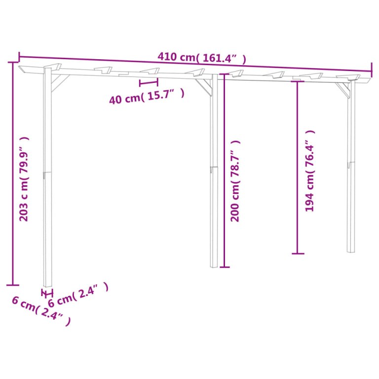 Vrtna pergola 400 x 40 x 205 cm drvena