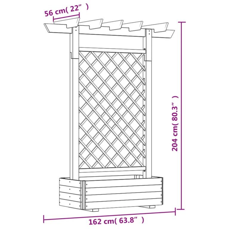 Vrtna pergola sa sadilicom 162 x 56 x 204 cm drvena