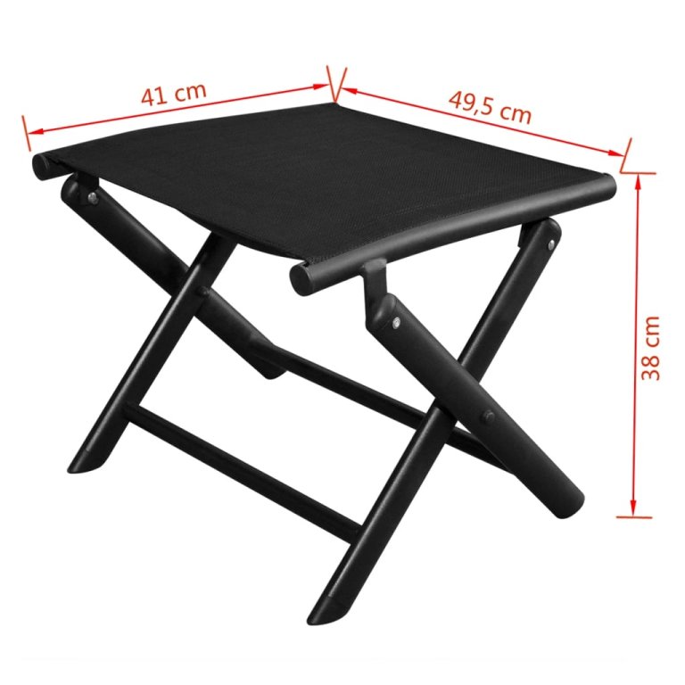 Sklopivi naslon za noge aluminijum i tekstilen crni