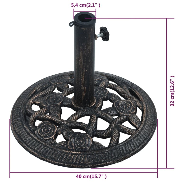 Stalak za suncobran crni/brončani 9 kg 40 cm lijevano željezo