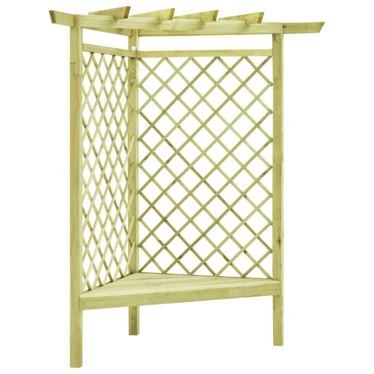 Kutna pergola s klupom 130 x 130 x 197 cm impregnirana borovina