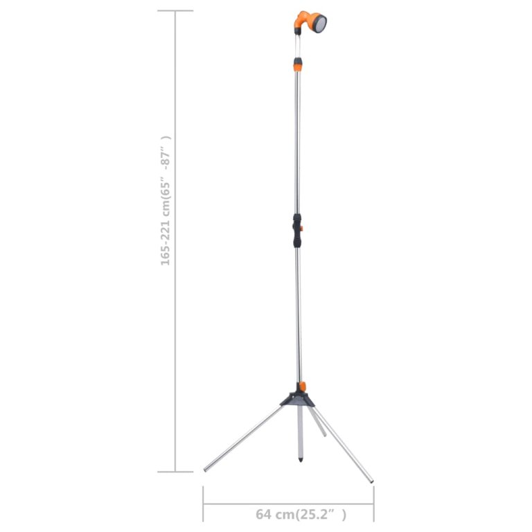 Vrtni tuš s tronošcem 221 cm aluminijski