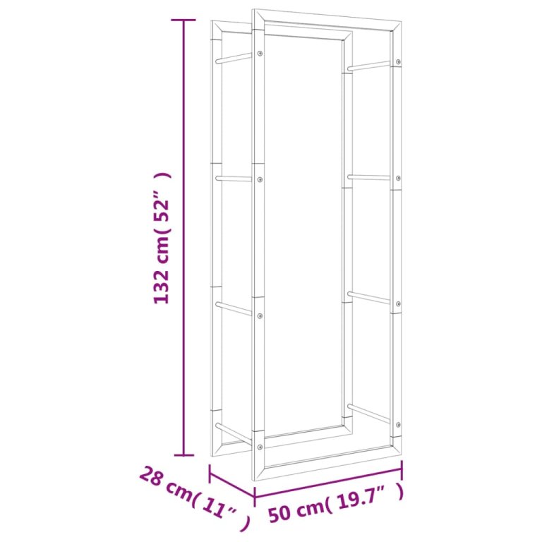 Stalak za drva za ogrjev 50x28x132 cm od nehrđajućeg čelika