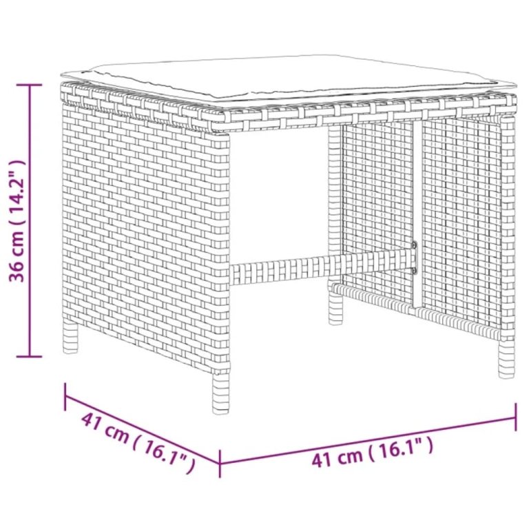 Vrtni taburei s jastucima 4 kom bež 41x41x36 cm od poliratana