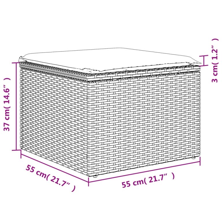 Vrtni tabure s jastukom bež 55 x 55 x 37 cm od poliratana