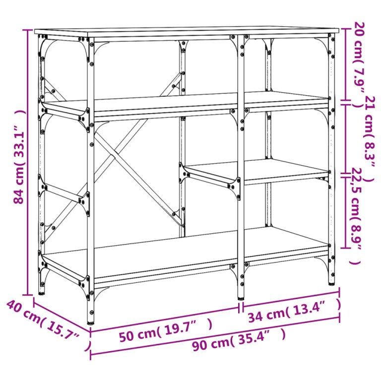 Pekarski stalak boje hrasta 90 x 40 x 84 cm od drva i metala