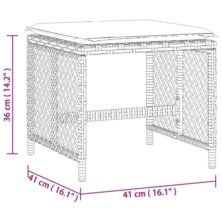 Vrtni taburei s jastucima 4 kom smeđi 41x41x36 cm od poliratana