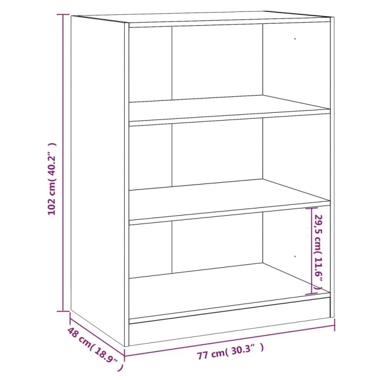 Ormar crni 77 x 48 x 102 cm od konstruiranog drva