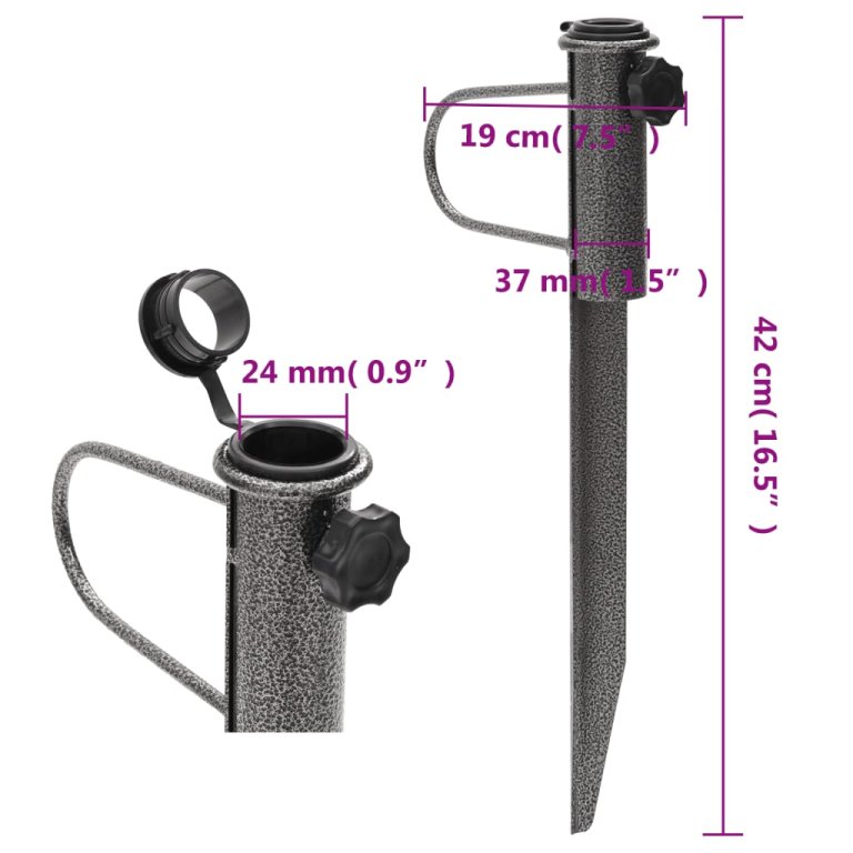 Stalci za suncobran sa šiljcima 2 kom 19 x 42cm pocinčani čelik