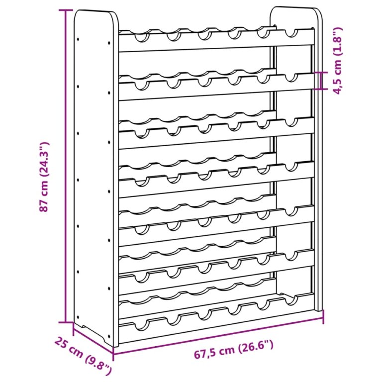 Stalak za vino 67,5x25x87 cm od masivne borovine