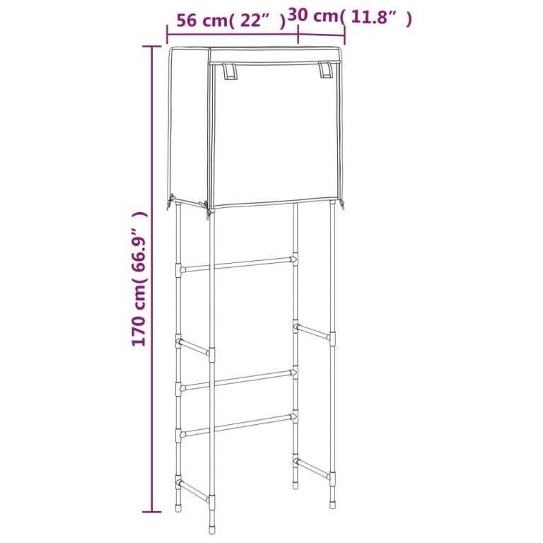 Stalak iznad toaletne školjke s 2 razine krem 56 x 30 x 170 cm