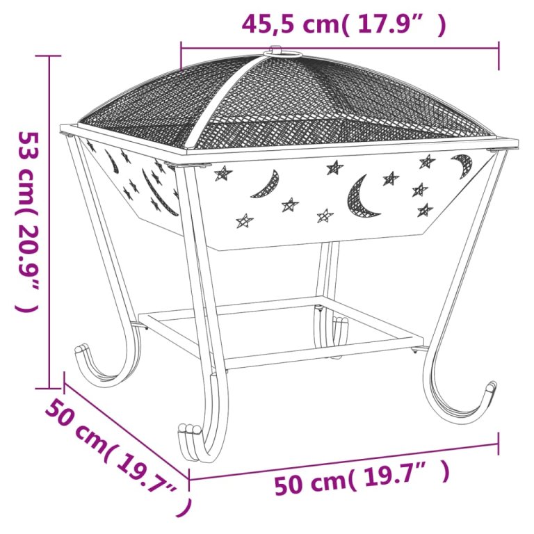 Posuda za vatru sa žaračem 50 cm XXL čelična