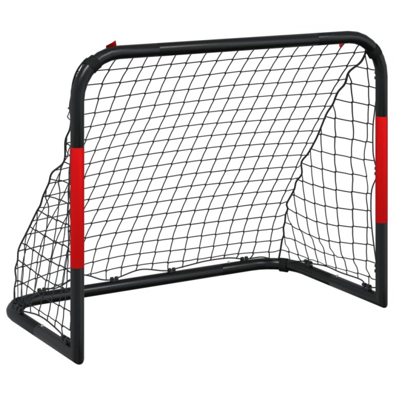 Nogometni gol s mrežom crveno-crni 90 x 48 x 71 cm čelični