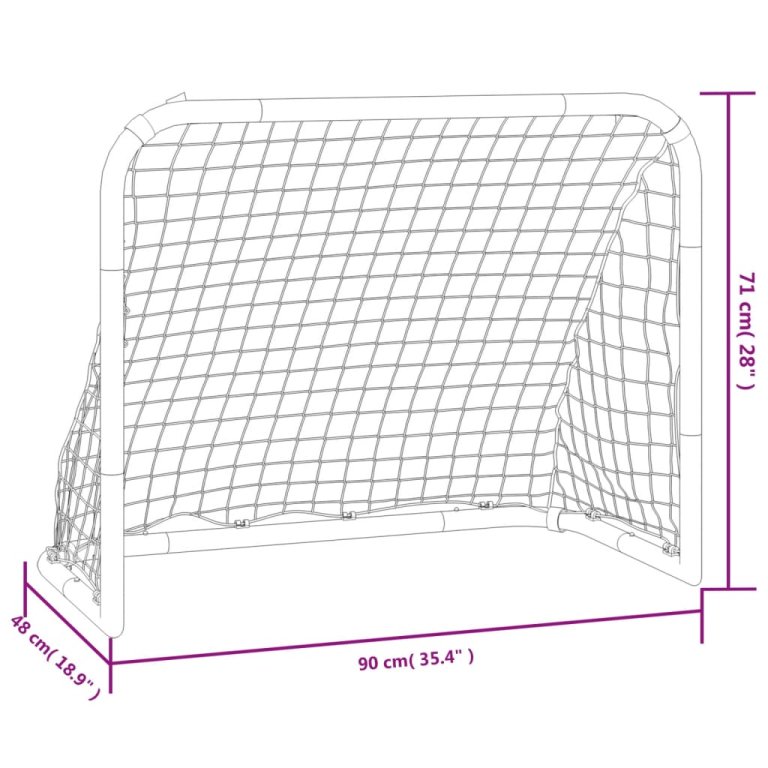 Nogometni gol s mrežom crveno-crni 90 x 48 x 71 cm čelični