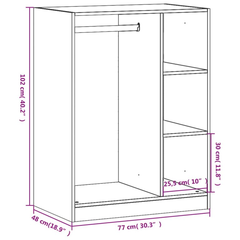 Ormar crni 77 x 48 x 102 cm od konstruiranog drva