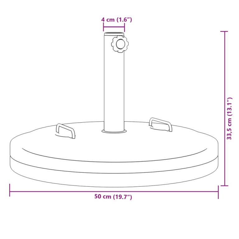 Baza suncobrana s ručkama za stupove Ø 38/48 mm 25 kg okrugla