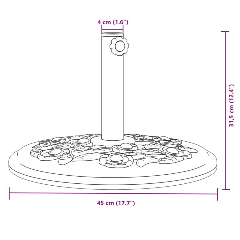 Baza suncobrana za stupove Ø 38/48 mm 12 kg okrugla