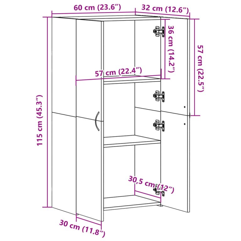 Ormarić za spise bijeli 60x32x115 cm od konstruiranog drva