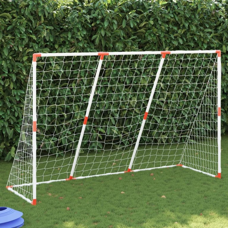 Dječji nogometni gol s loptama 2-u-1 bijeli 184 x 64 x 124 cm