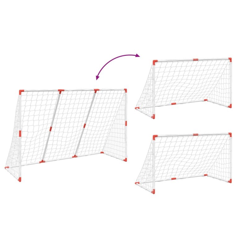 Dječji nogometni gol s loptama 2-u-1 bijeli 184 x 64 x 124 cm